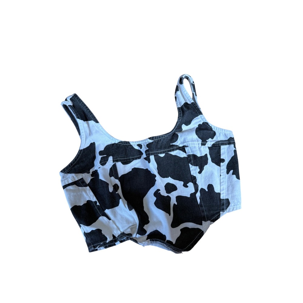 Lone Star cow print corset crop top Western cowgirl